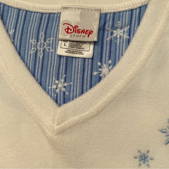Disney Store Mickey Mouse fleece pajama set pjs size Large women’s snowflakes - Picture 4 of 6